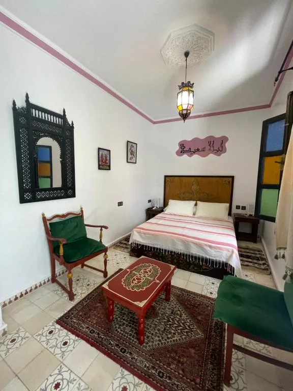 Double room with traditional Moroccan decor at Riad Tingis Tangier