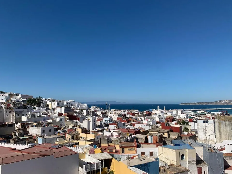 View over Tangier Medina and the sea from Riad Tingis