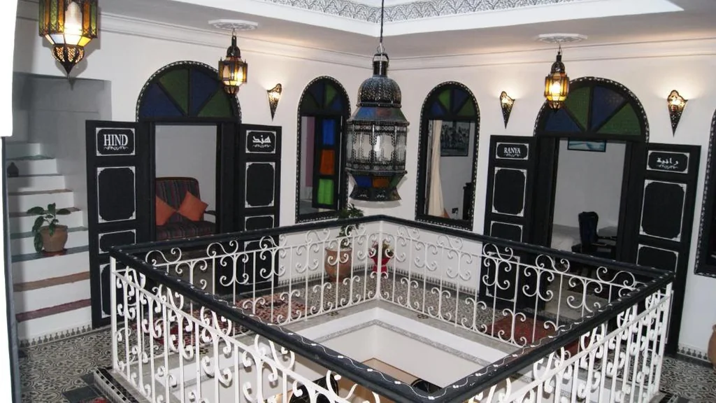 Upper-floor interior and guest rooms at Riad Tingis Tangier